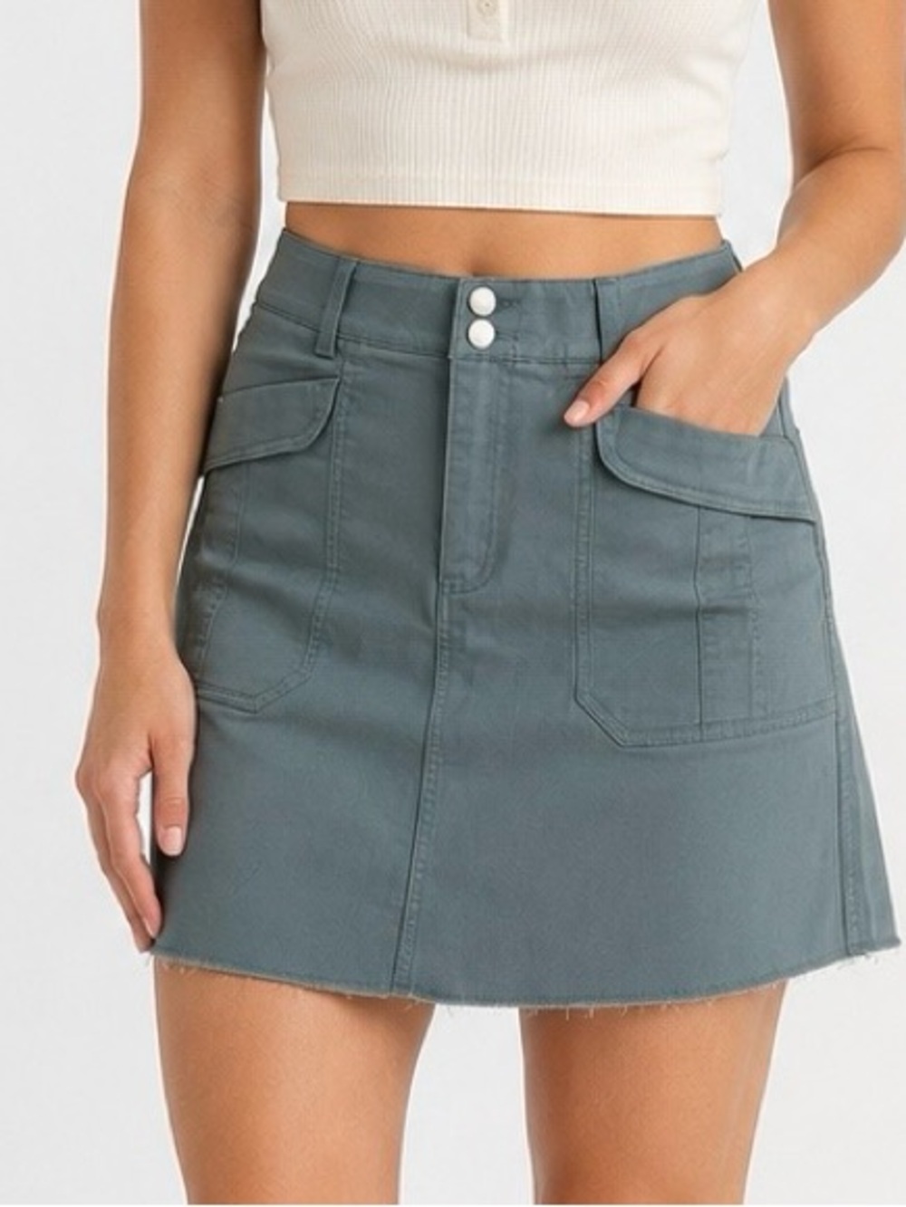 Democracy Slate Green Mini Skirt